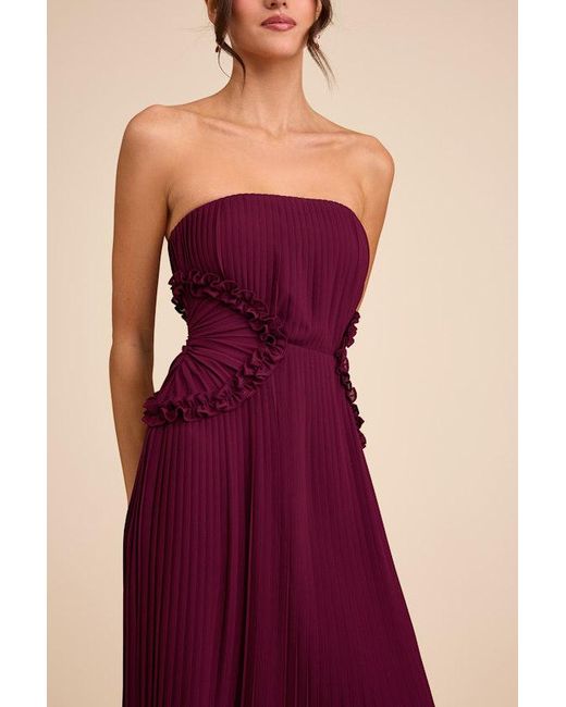 Lulus Red Lauren Plum Pleated Strapless Ruffled Maxi Dress