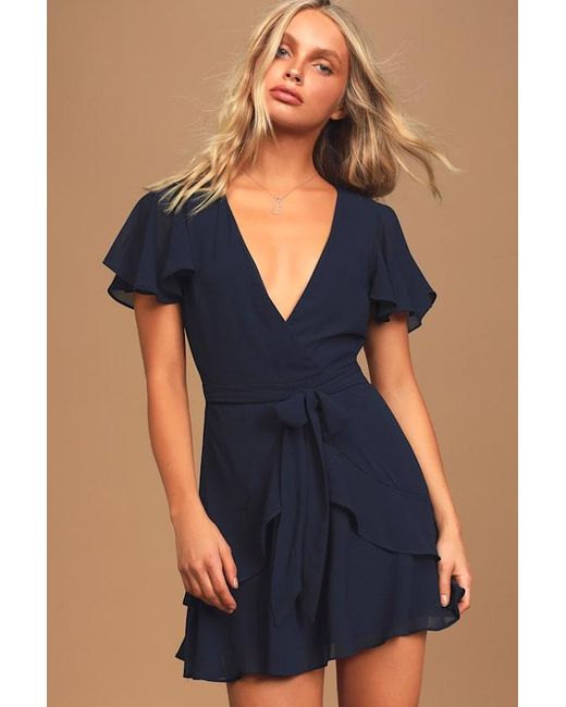 Lulus Blue Sweet Like You Ruffled Mini Dress