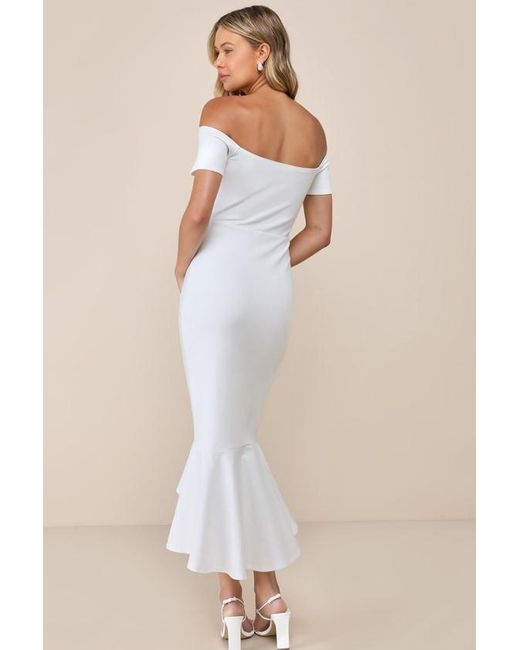 Lulus Natural How Much I Care Off-The-Shoulder Midi Dress