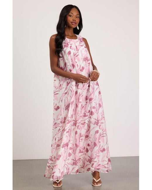 Lulus Pink Harmen Floral Shift Maxi Dress