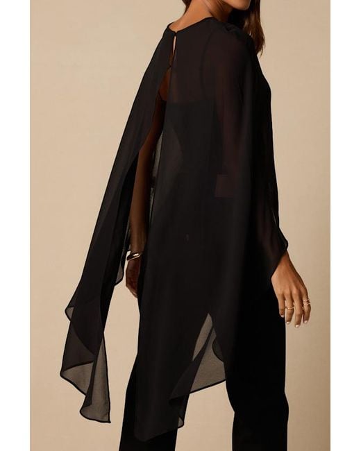 Lulus Black Levana Cape Sleeve Top