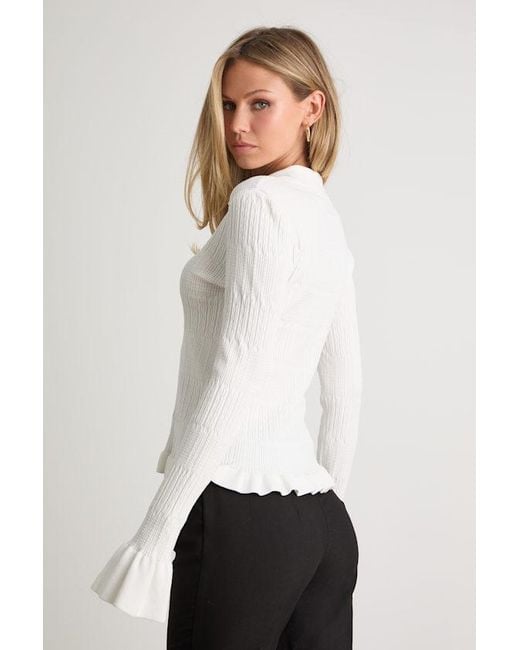 Lulus White Arlinda Knit Textured Cardigan Sweater Top