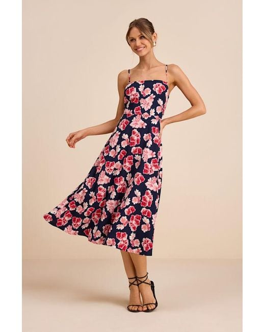 Lulus Pink Radiant Feelings And Floral Chiffon Midi Dress