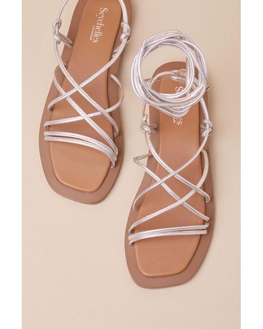 Seychelles Natural Ii Metallic Leather Ankle Wrap Sandals