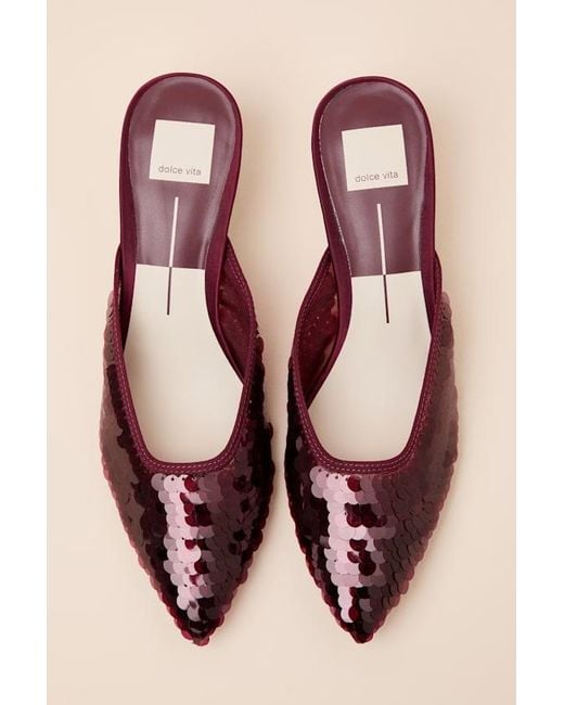 Dolce Vita Pink Cleo Cranberry Sequin Pointed-Toe Mule Pumps