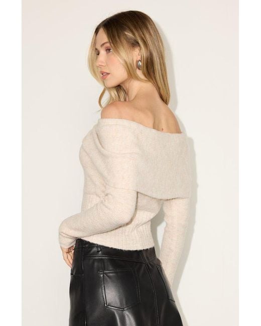 Lulus Natural Evans Heathered Off-The-Shoulder Sweater Top