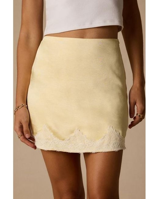 Lulus Natural Rosemary Satin Lace Mini Skirt