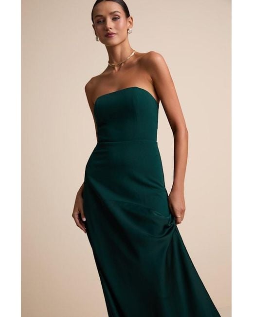 Lulus Green Compelling Style Emerald Strapless A-Line Maxi Dress