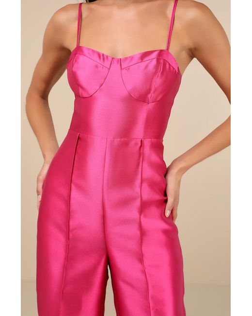 Lulus Pink Contemporary Pose Taffeta Bustier Sleeveless Jumpsuit