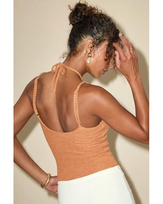 Lulus Brown Lehua Light Textured Knit Cutout Bodysuit