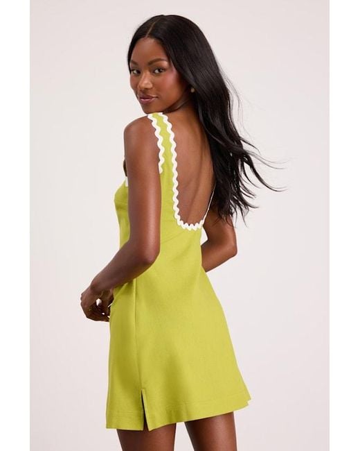 Lulus Green Xiomara Chartreuse Square-Neck Mini Dress