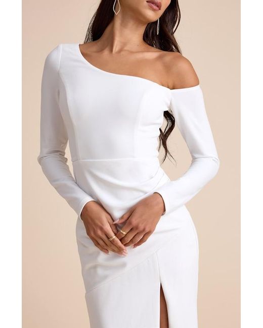 Lulus Natural Elegant Sensation Asymmetrical Pleated Maxi Dress