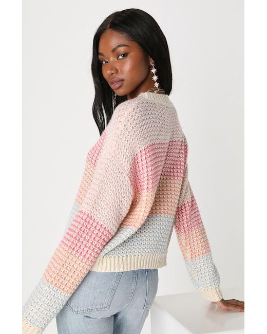 Lulus Gray Effortlessly Cute Multi Pullover Sweater