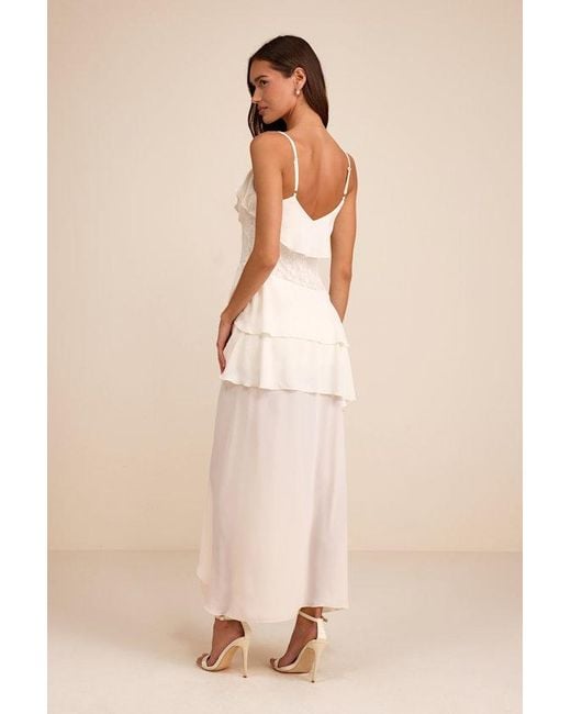 Lulus Natural Brinna Ruffled High-Low Maxi Dress