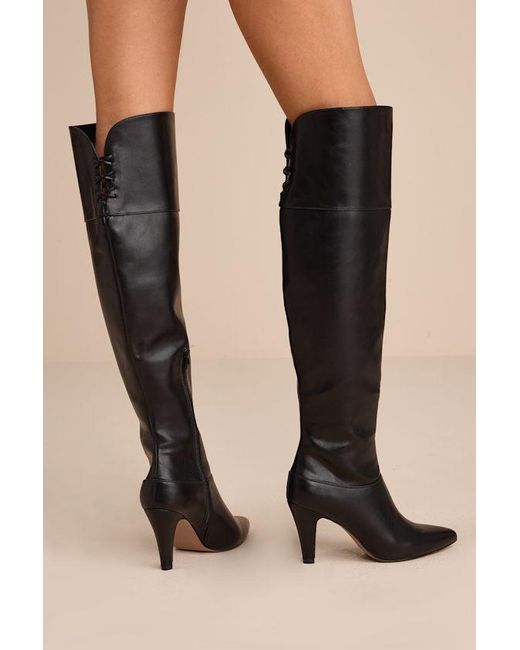 Lulus Black Milee Pointed-Toe Over-The-Knee Boots