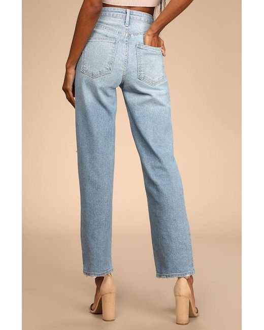Just Black Blue Generational Style Light Wash Distressed High-Rise Dad Jeans