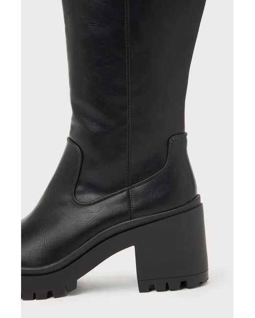 Dirty Laundry Black Oakleigh Smooth Lug Sole Knee-High Boots