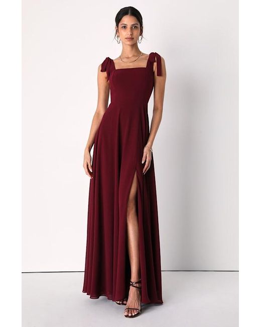 Lulus Red Love Me Forever Square Neck Maxi Dress