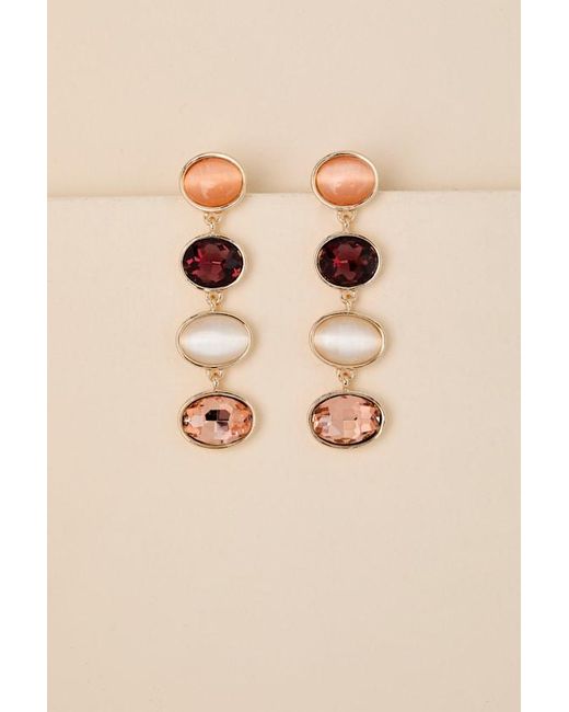 Lulus Brown Arianda Multi Rhinestone Drop Earrings