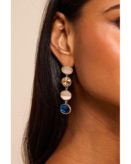Lulus Brown Arianda Multi Rhinestone Drop Earrings
