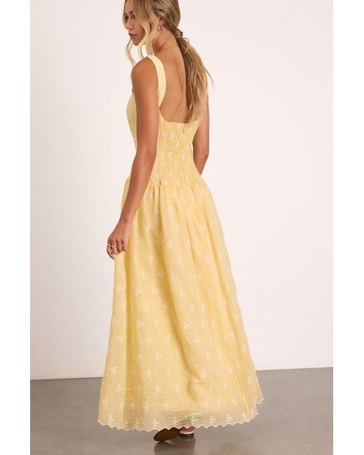 Lulus Yellow Starletta Embroidered Drop Waist Maxi Dress