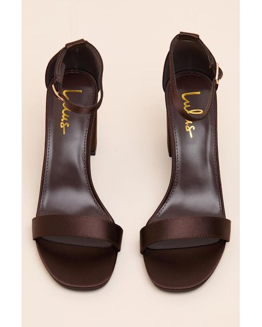Lulus Natural Arylee Dark Satin Ankle Strap Heels
