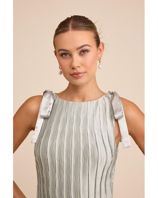 Lulus Natural Nuala Pleated Sleeveless Bow Midi Dress