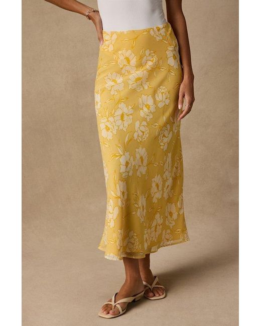 Lulus Natural Malaya Floral High-Rise Midi Skirt