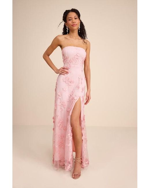Lulus Pink Rare Presence Blush 3D Floral Embroidered Maxi Dress