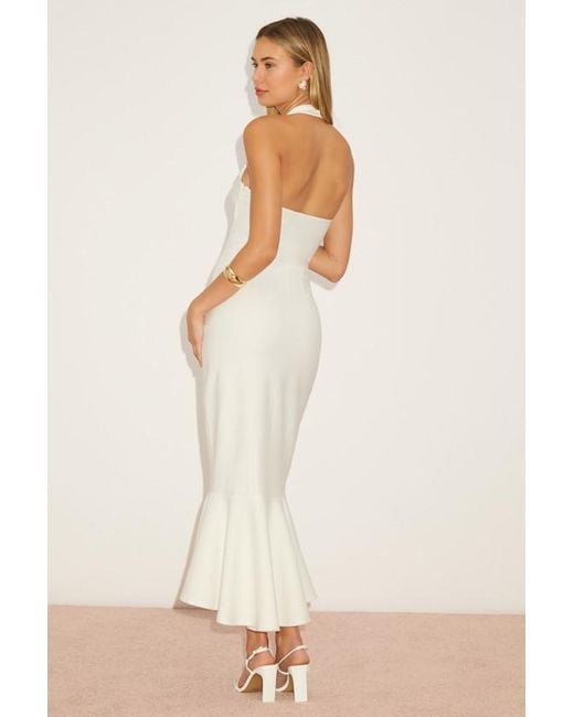 Lulus Natural Londa Halter Neck Trumpet Midi Dress