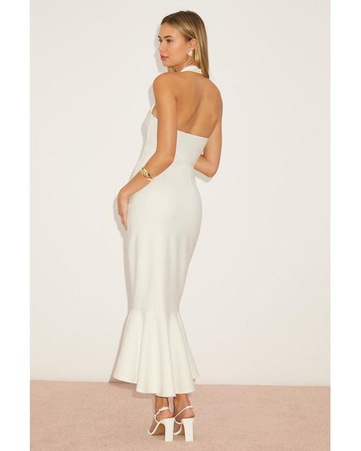Lulus Londa Halter Neck Trumpet Midi Dress in Natural | Lyst Lulus Londa Halter Neck Trumpet Midi Dress in Natural | Lyst