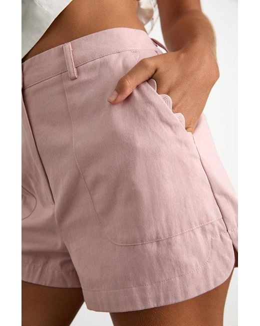 Lulus Pink Marnie Twill High-Rise Shorts