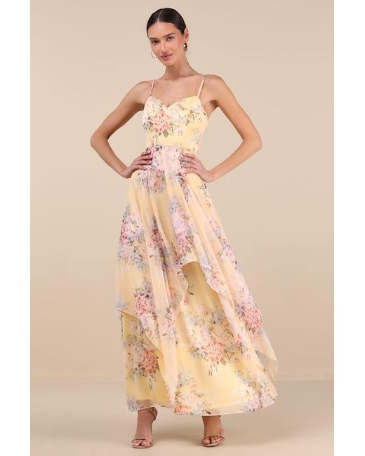 Lulus Breigh Floral Sleeveless Maxi Dress in Natural | Lyst UK
