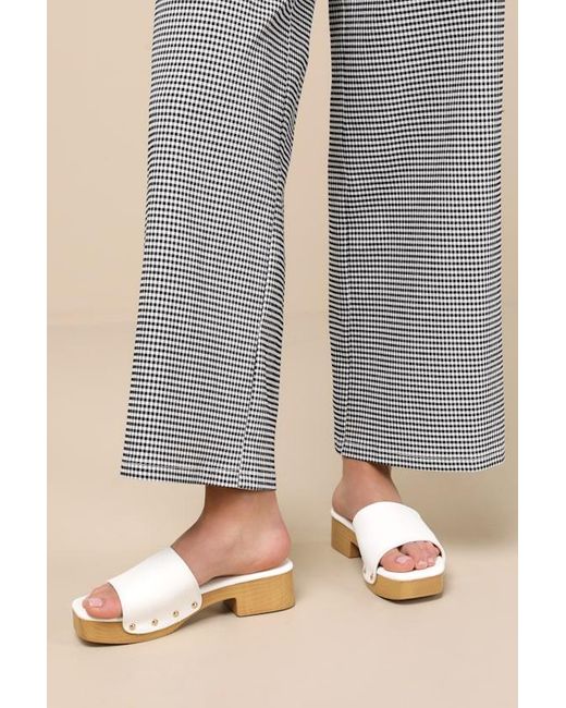 Lulus Natural Paley Bone Platform Slide Sandals
