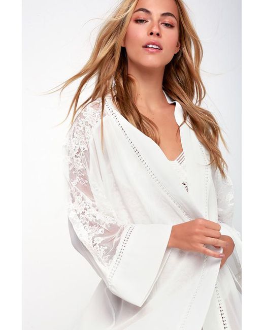 Lush White Morning Light Sheer Lace Robe