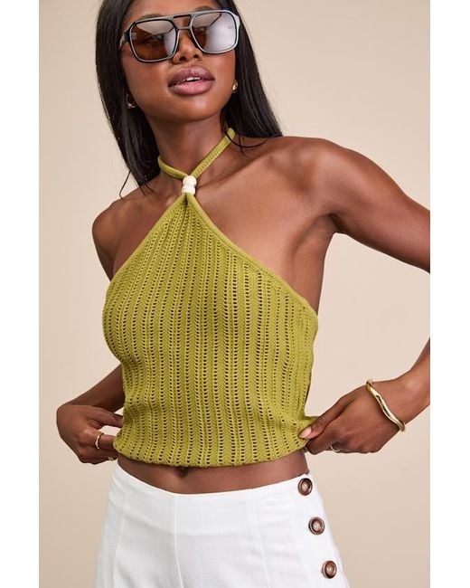 Lulus Green Serena Sweater Knit Halter Top