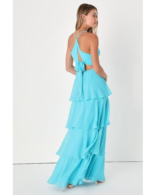 floor length tiered dress Spaghetti Straps Chiffon A-Line Tiered Dresses