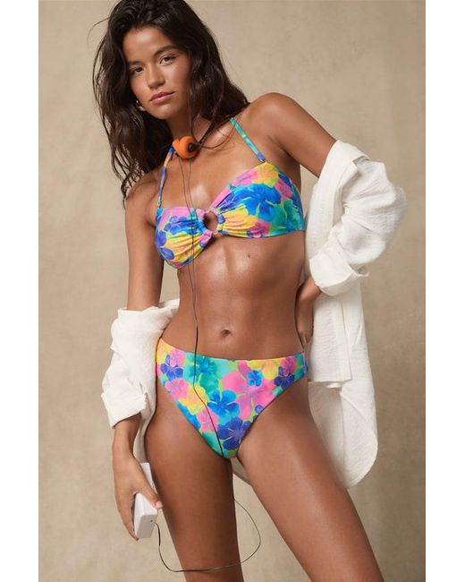 Lulus Blue Borneo Multi Floral Cheeky Bikini Bottoms