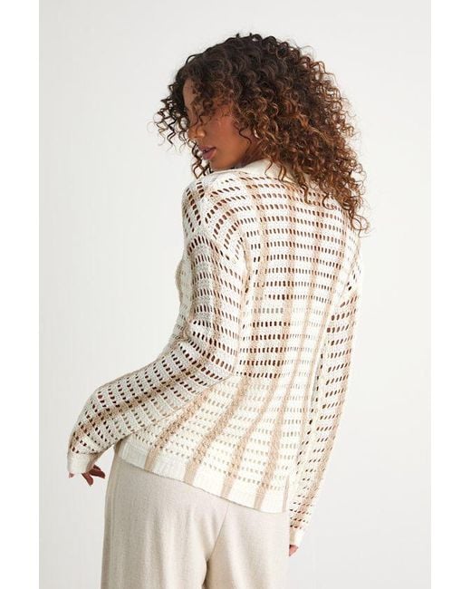 Lulus White Maysen And Striped Crochet Collared Cardigan