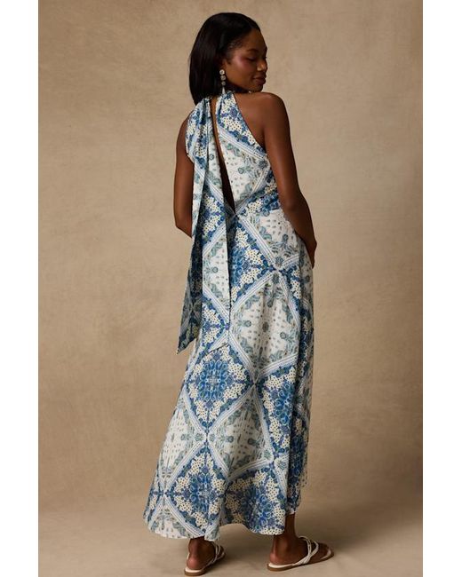 Lulus Blue Hania And Boho Print Halter Midi Dress