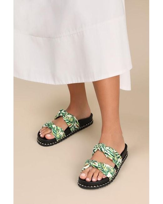 Jessica Simpson Green Caralyna Multi Rhinestone Slide Sandals