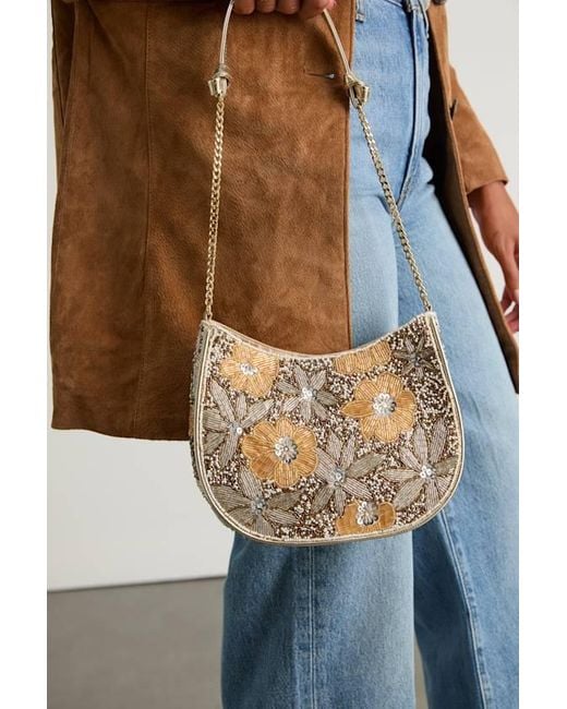 Lulus Natural Danessa Multi Beaded Sequin Shoulder Bag