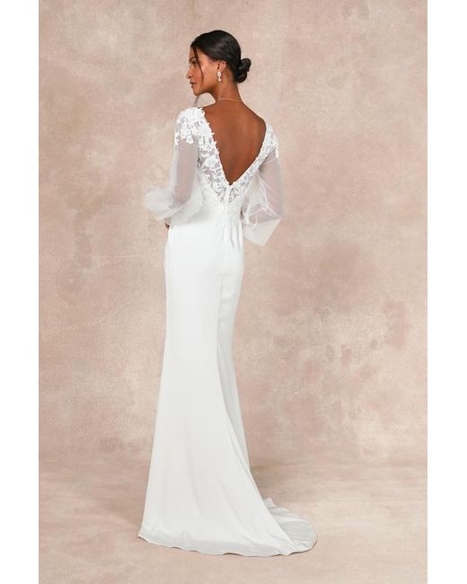 Lulus White Timeless Adoration Embroidered Bishop Sleeve Maxi Dress