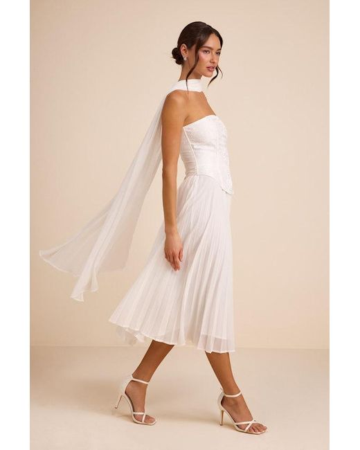 Lulus Natural Laubrey Floral Jacquard Midi Dress And Scarf Set