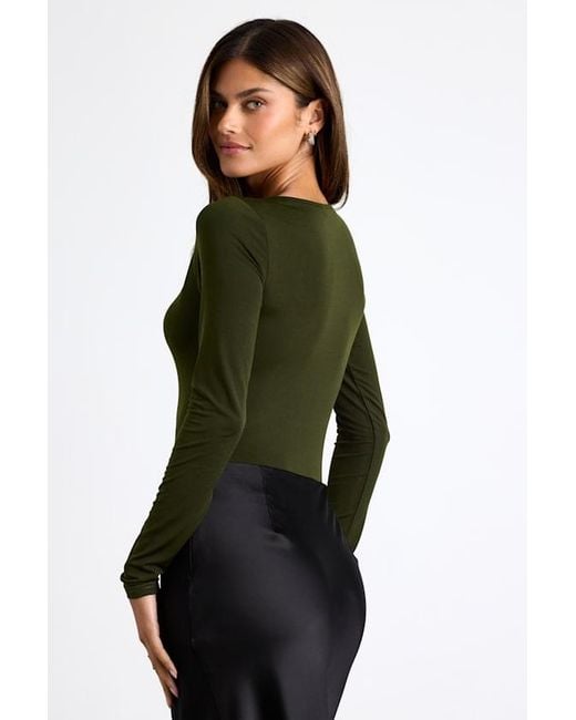 Lulus Black Ramia Slinky Knit Cutout Long Sleeve Bodysuit