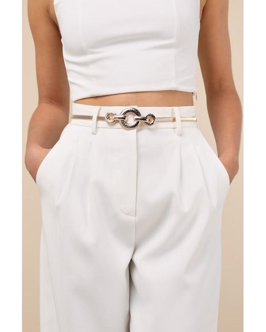 Lulus White Arnona Hammered Geometric Chain Belt