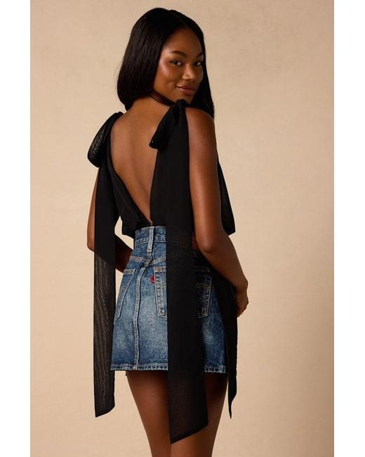 Lulus Black Leonie Tie-Strap Bodysuit