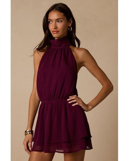 Lulus Purple Zora Halter Mini Dress