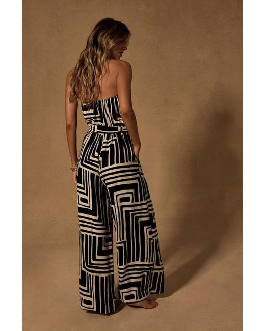 Lulus Brown Lanora Abstract Print Wide-Leg Jumpsuit