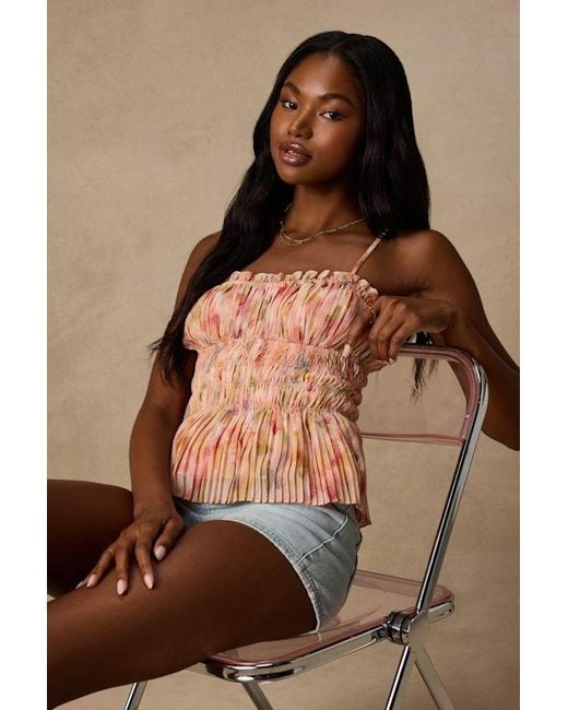 Lulus Brown Demeter Blush Multi Floral Peplum Tank Top